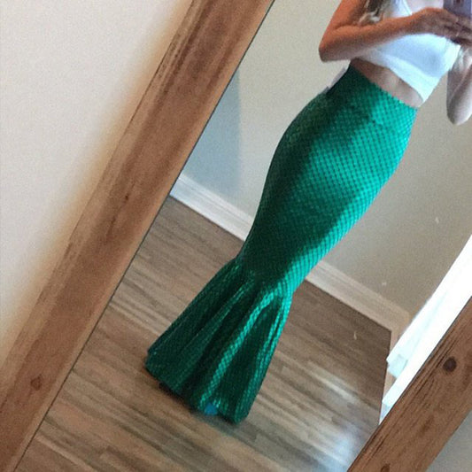 Metallic Stretch Mermaid Maxi Skirt