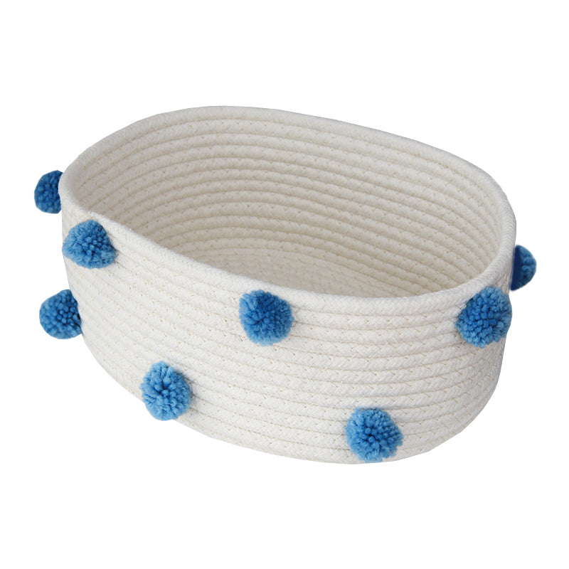 Cotton Pompon Accessories Basket for Girl's Room
