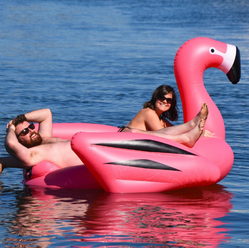 JUMBO Pink Flamingo Ride-On Pool Float