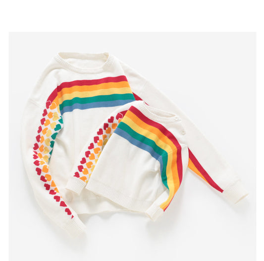 Rainbow Hearts Knit Sweater