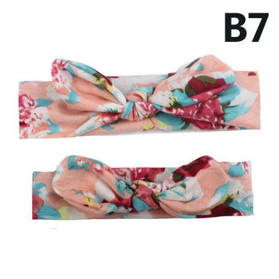 Elastic Floral Stretch Headband with Bow for Mommy and Baby Matching