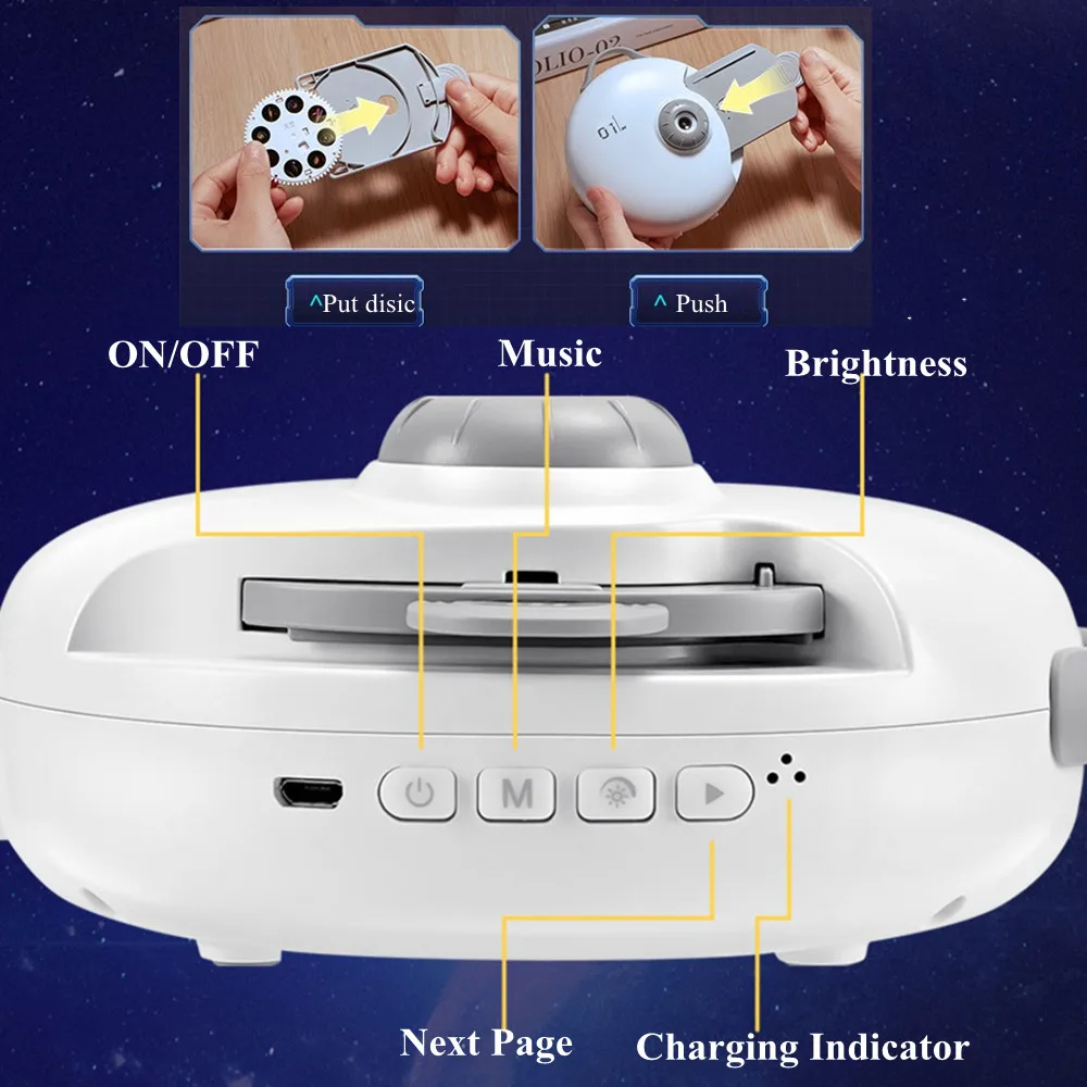 Fantasy Galaxy Planetarium Style Projector with 32 Images