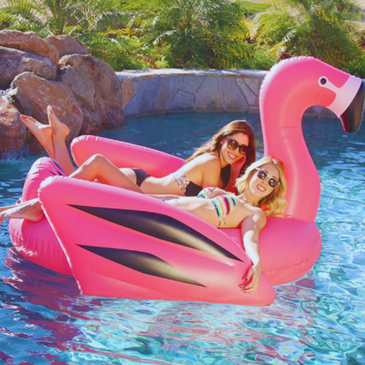 JUMBO Pink Flamingo Ride-On Pool Float