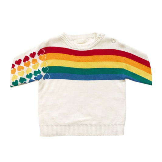 Rainbow Hearts Knit Sweater