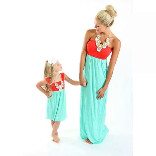 Strapless Color Block Tube Top Mommy and Me Resortwear