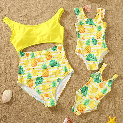 Mommy and Me Tropical Cut-Out One-Piece Tummy Control Swimsuit