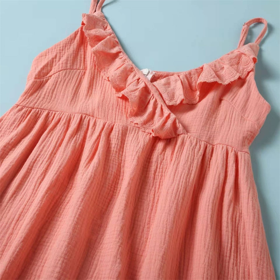 Mommy and Me Soft Sleeveless Ruffle Top Dress - Pink